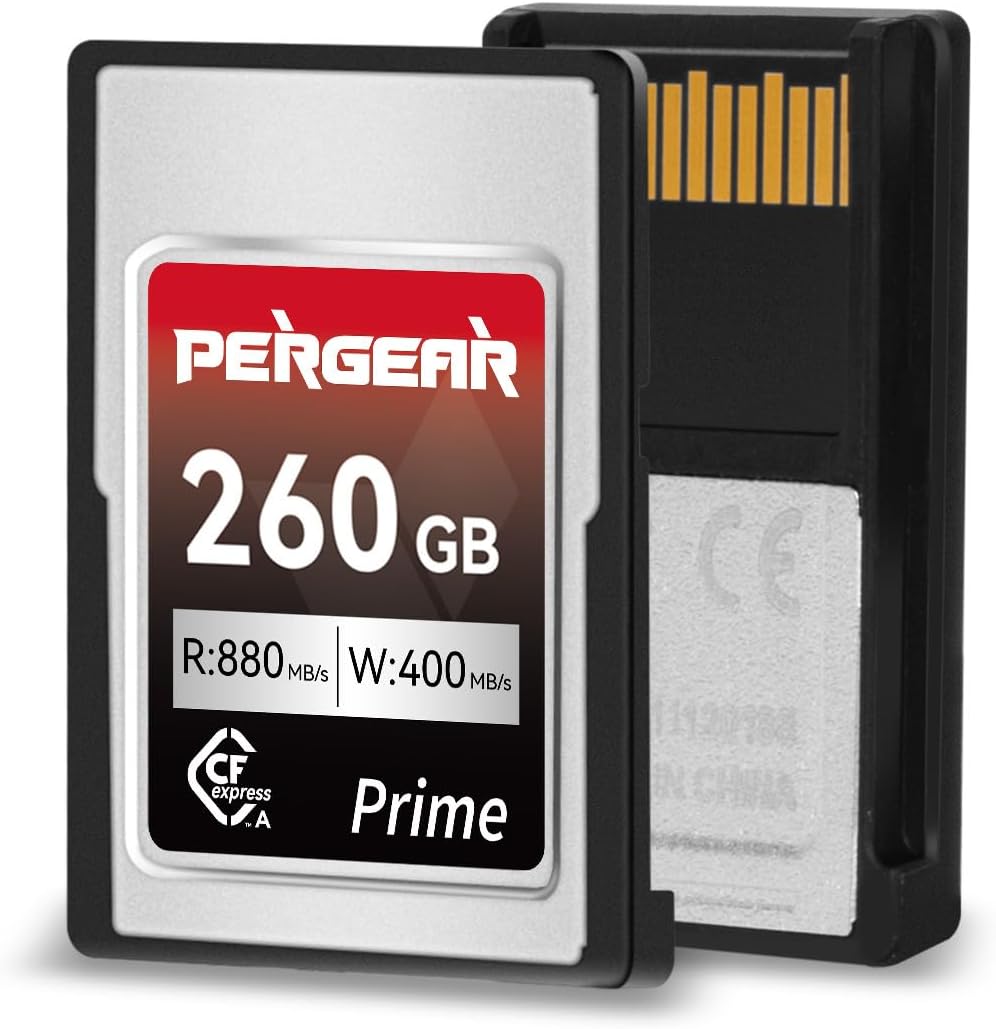 PERGEAR Professional 260GB CFexpress Type A Memory Card, Up to 880MB/s Read Speed & 900MB/s Write Speed for 4K 120P,8K 30P Recording Video/Photo, Compatible for Sony Alpha Sony FX Cameras