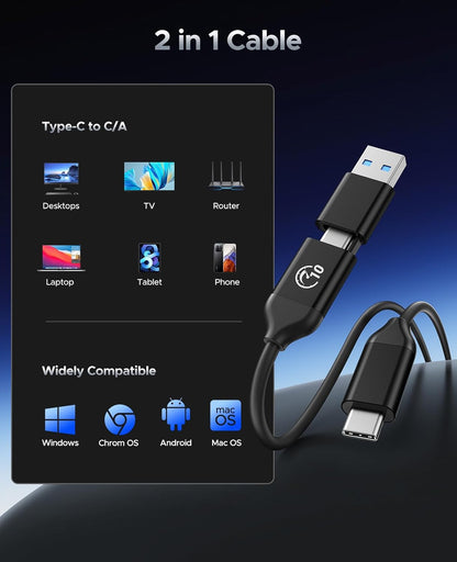 ORICO 4TB Portable SSD Up to 800MB/s, Hanging Hole Design External Solid State Drive, 2 in 1 USB C&A Cable, Durable Storage for Type-C Smartphone, Tablets, Laptops, for Content Creators - C10Max