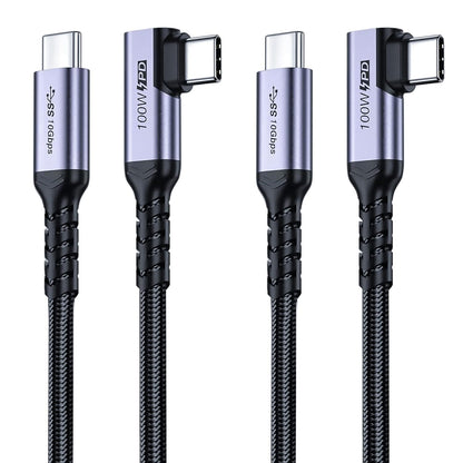 USB C 3.1 Data Cable 10FT 2 Packs, Right Angle 100W Gen 2 Fast Charging 10Gbps High Speed Transfer Cable, 4k 60hz Video Output PD Cord Compatible for Monitor Display, Thunderbolt 3, MacBook Pro