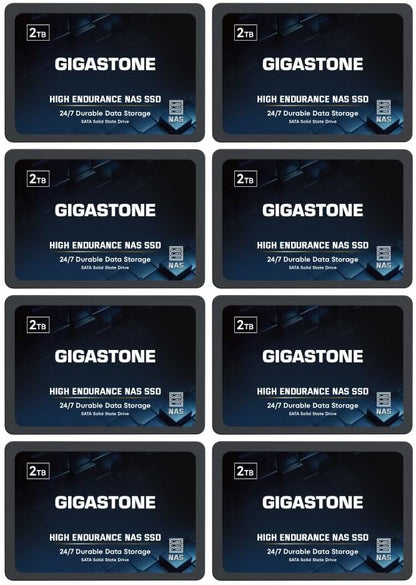 Gigastone 2TB NAS SSD Drive (8-Pack) 24/7 Durable TLC High Endurance RAID Data Storage Network Attached Storage 2.5" SATA Internal Solid State Hard Drives