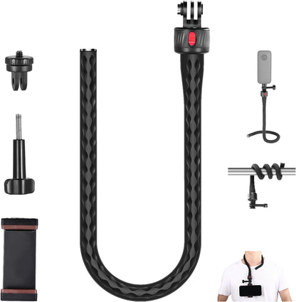 NEEWER Flexible Phone Holder with Magnetic Quick Release Camera Mount Compatible with Insta360 DJI Action 4 iPhone, Bendable Selfie Stick for Shopping Cart/Stroller/Treadmill/Gym, GP-17