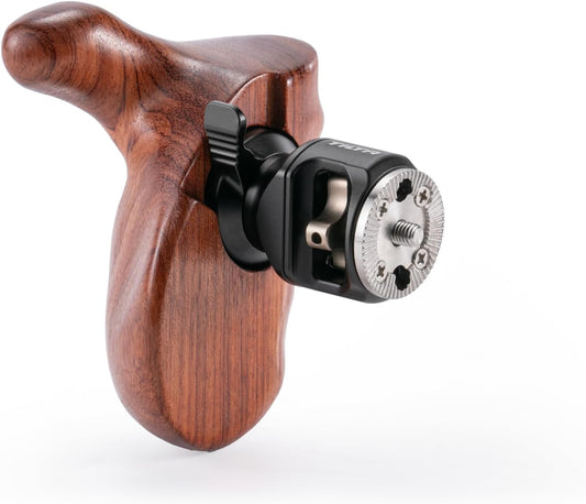 Tilta Advanced Left Side Wooden Handle (ARRI Rosette - Type X) | Black Walnut Wood & Aluminum Alloy Build | Quick Release Button
