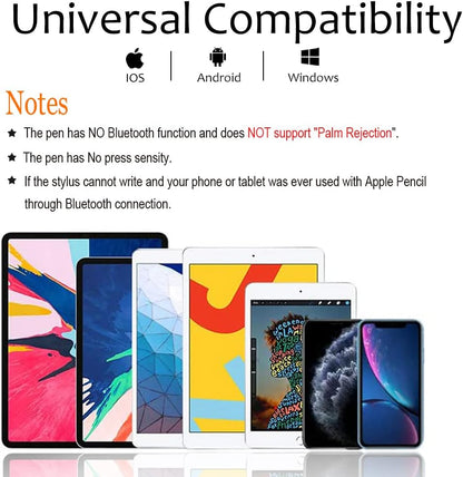 Stylus Pen for iPad, DOGAIN Stylus Pen for Touchscreen with Green Grip, Digital Active Fine Point Pen for Drawing/Writing/Playing, iPad Pencil Compatible with iOS/Android and Other Tablets