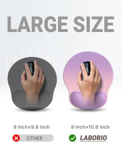 Ergonomic Mouse Pad Wrist Support, Comfortable Mouse Pad Wrist Rest, Relieve Wrist Pain Gel Mouse pad, Non-Slip Rubber Base Mousepad for Laptop, Computer (Gradient Pink Purple)