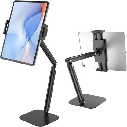 Tablet Stand for iPad, Aluminum Multi-Angle Adjustable Tablet Holder, Heavy-Duty Metal Base for Desk, Compatible with 5.1''-13'' iPad Pro, Surface, Kindle, Tablets, Portable Monitors and More