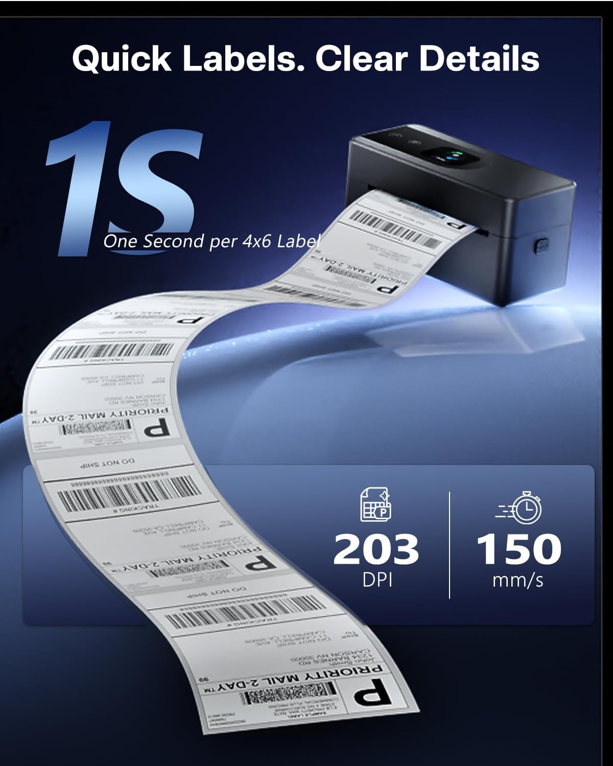 Bluetooth Shipping Label Printer with Touchscreen – Upgraded 4x6 Thermal Printer for Small Businesses & Shipping Packages, Compatible with Phone, PC and Tablet, Widely Used for Amazon, Shopify, Etsy