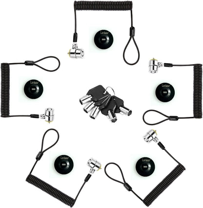 Security Retractable Cable Lock Portable Keyed Laptop Lock 5 Keys 8Ft for Monitors, Laptops, MacBooks, Tablets, iPad,Mac Mini,(5 Pack Keyed Alike)