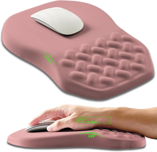 Ergonomic Slope Mouse Pad Wrist Support, Wrist Rest Mousepad for Carpal Tunnel Pain Relief with Massage Bulge and Slow Rebound Memory Foam (12x8 inch, Pink)