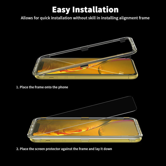 UNBREAKcable 2-Pack Screen Protector for iPhone 11/iPhone XR, Double Shatterproof Tempered Glass [Easy Installation Frame] [9H Hardness] [99.99% HD Clear]