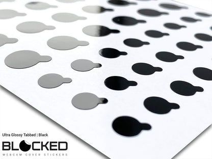 BLOCKED Webcam/Camera Vinyl Covers | 57 TabbedLow-Tack Restickable Webcam Sticker | Multiple Sizes | Black 57-Pack Tabbed (Ultra Glossy)