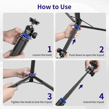 Selfie Stick Tripod for Gopro Camera, 62" Extendable Tripod Stand with 360° Ball Head 1/4" Screw, Portable Lightweight Camera Tripod for GoPro Max Hero 11 10 9 8 7 6 5 DJI OSMO Action Camera