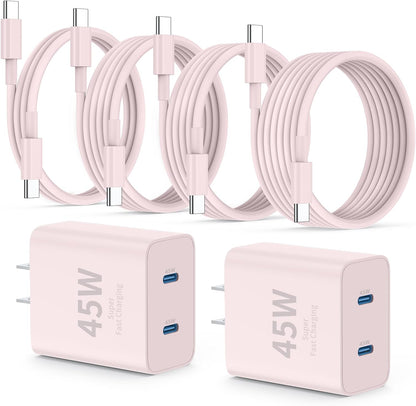 Super Fast Samsung Charger Type C,45W Dual Port USB C Fast Charger Block [2-Pack] & Extra Long 60W 3/6/6/10FT USB C Cable - PD Quick Charging 3.0 for Samsung Galaxy S25 Ultra/S24+/S23 iPhone 16