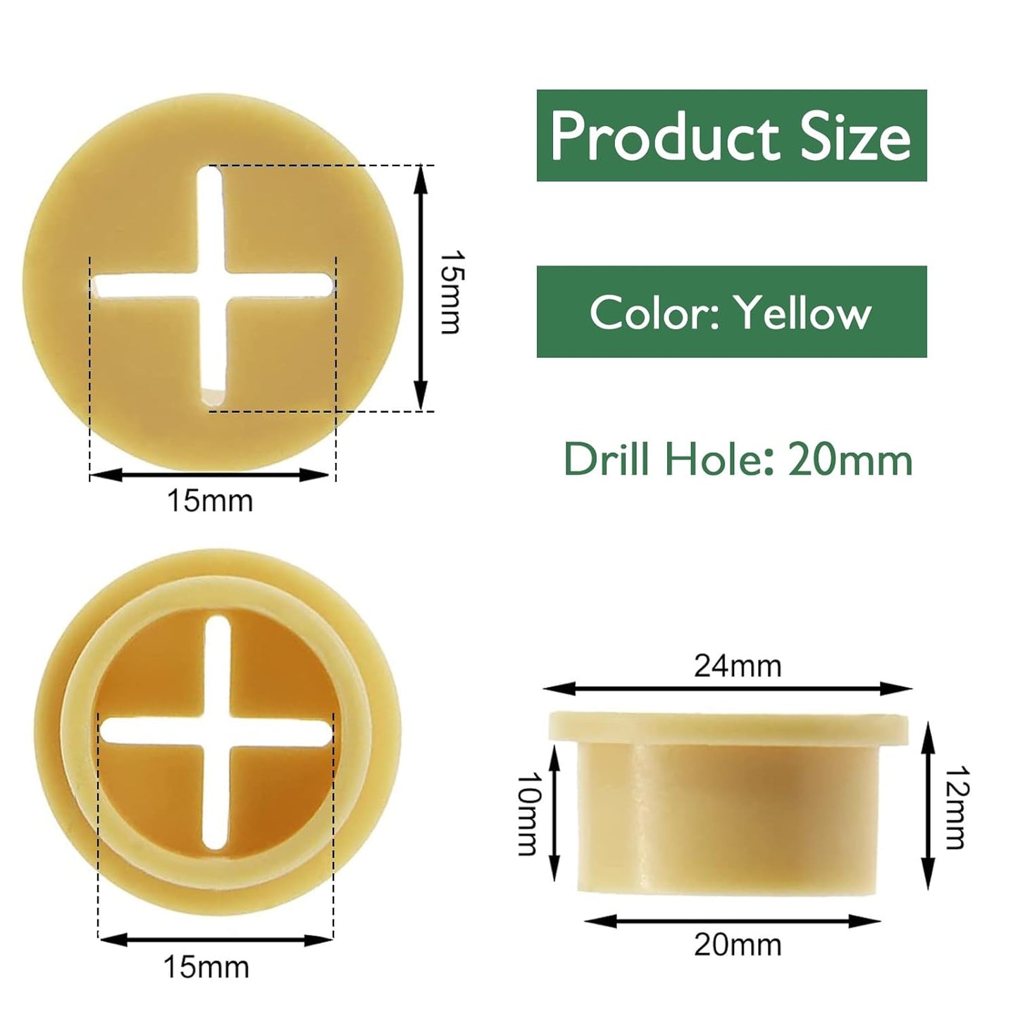 20Pcs Desk Grommet, 3/4" (20mm) Yellow Silicone Cord Hole Cover, Flexible Rubber Wire Grommets, Wall Grommets for Cables Management, Table, Countertop, Cabinets and Furnitures Wire Organizer