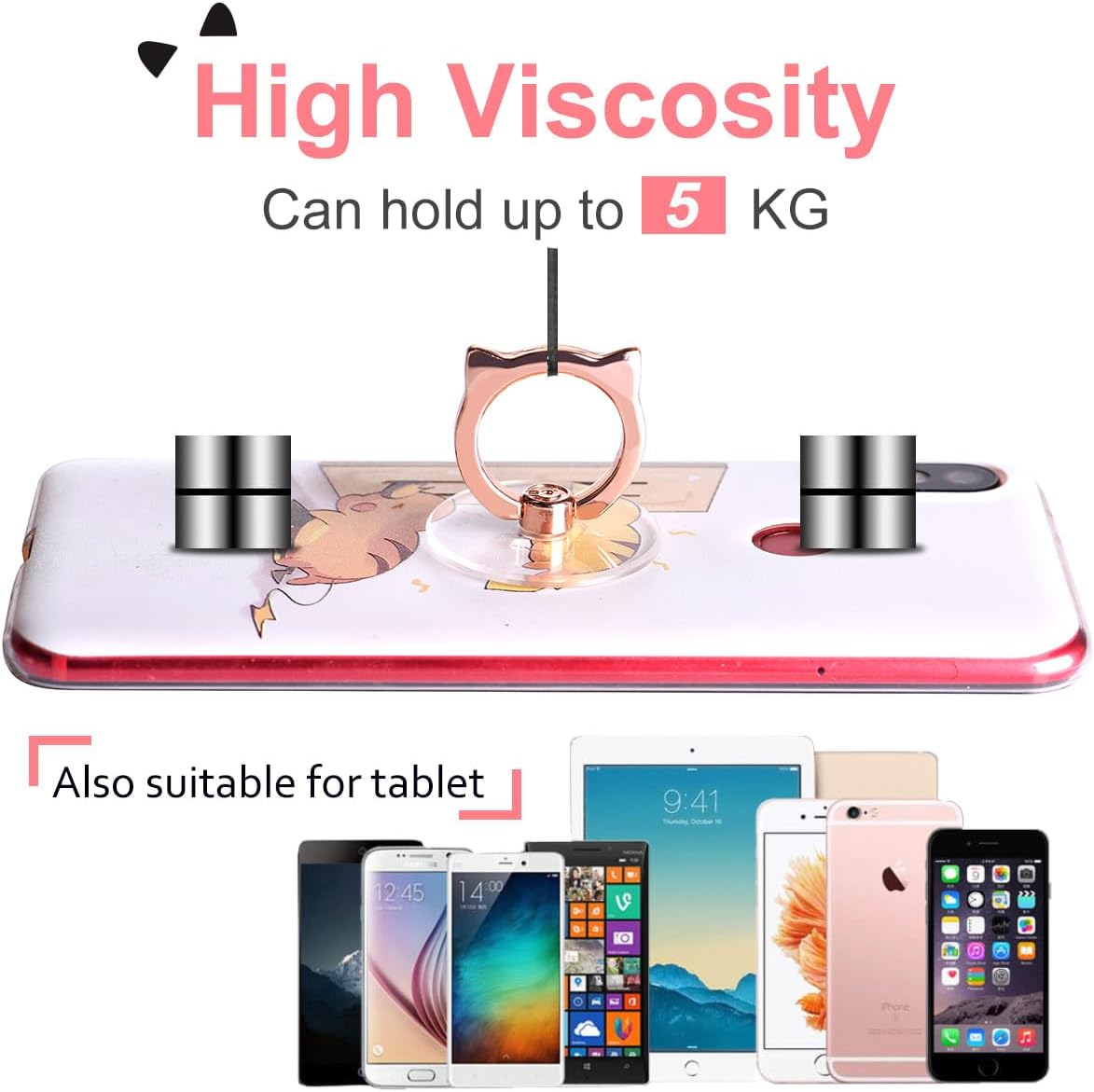 Cat Phone Ring Holder - EI Sonador Clear Cell Phone Ring Holder Transparent Stand Finger Grip (2 Gold Cat)