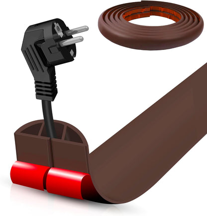 Floor Cord Cover Self Adhesive Cord Hider,10FT Cable Management, Extension Strip Protector for Wires, Prevent Cable Trips for Offices, Gyms, Exhibitions Cavity:0.39"(W) x 0.27"(H) Coffee