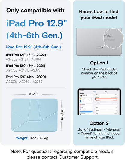 MOFT Dynamic Folio Case for iPad Pro 12.9 -inch (6th/5th/4th Generation, 2022/2021/2020), Silm Magnetic Stand Case with 20+ Viewing Angles, Auto Wake/Sleep, Ultra Thin, Soothing Mist x Misty Cove