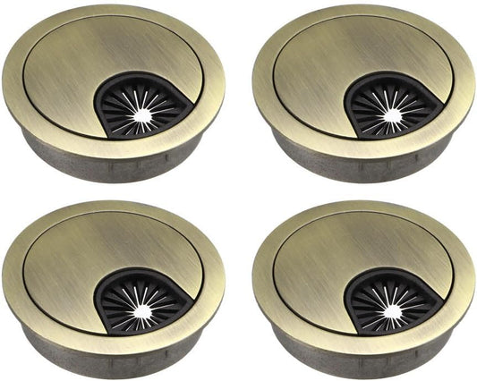 uxcell Cable Hole Cover, 2Inch/50mm Zinc Alloy Desk Wire Cord Cable Grommets Hole Cover for Office PC Desk Cable Cord Organizer, 4Pcs Bronze Tone