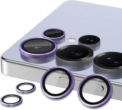 for Samsung Galaxy S25 Ultra Camera Lens Protector, Individual Metal Ring Tempered Glass Lens Cover, [Strong Adsorption] Scratch Resistant Ultra-Thin HD Clear Lens Cover, 1 Set-Purple