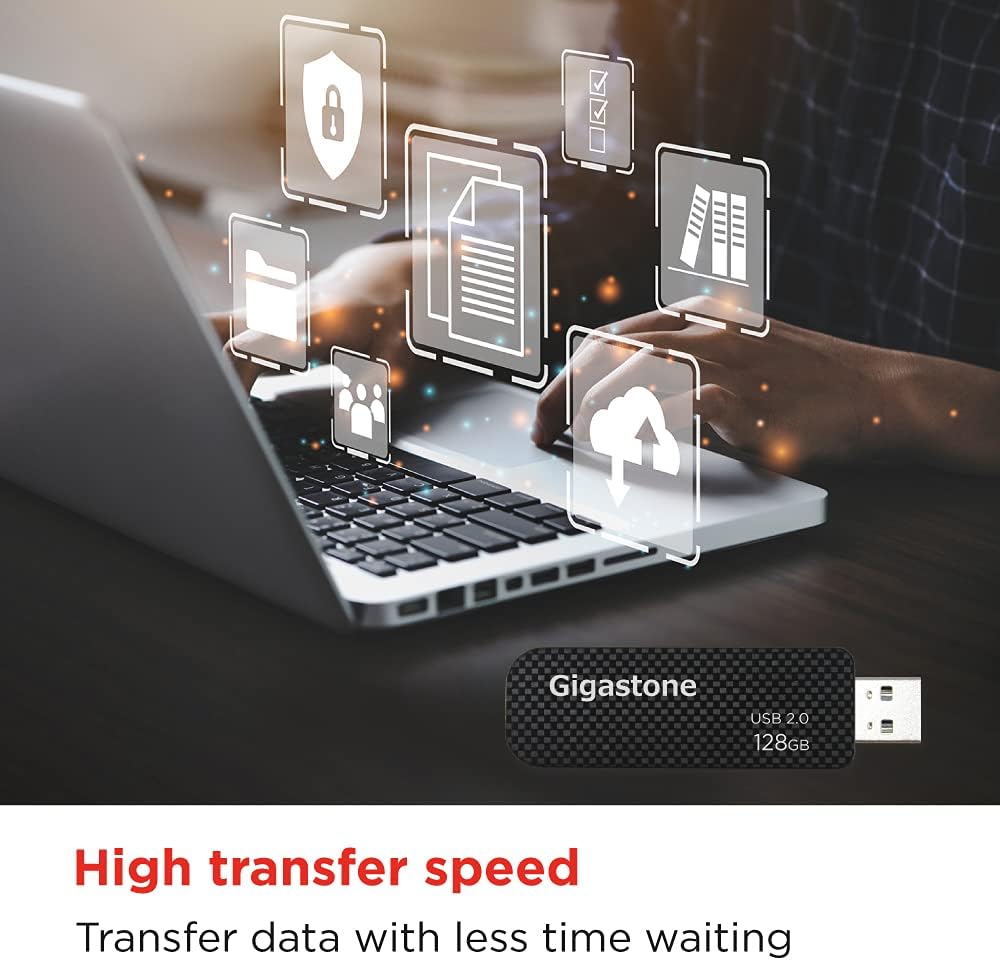 GIGASTONE V30 128GB USB 2.0 Flash Drive 2-Pack, Capless Retractable Design Pen Drive, Carbon Fiber Style, Reliable Performance & Durable