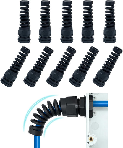 10 Pack Black Nylon Cable Gland, NPT 1/2" Thread, Made of PA66 Material, High Wear Resistance and Chemical Resistance (Black, PG21(10Pcs))