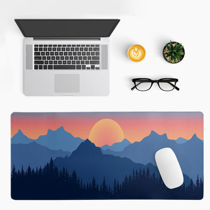 Japanese Mountain Landscape Gaming Mouse Pad Extended Large Mousepad with Nonslip Rubber Base Stitched Edges Laptop Computer Keyboard Desk Mat for Office Home and Game 31.5 X 11.8 Inch