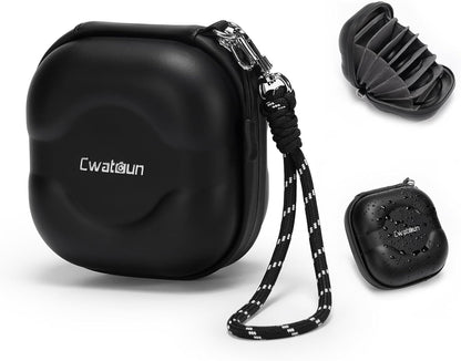 Cwatcun Hard Shell Lens Filter Case, Camera Filter Case for 7 Filters Up to 100mm with Hand Strap, Dustproof & Waterproof Camera Lens Filter Storage Case for ND UV CPL Filter Pouch