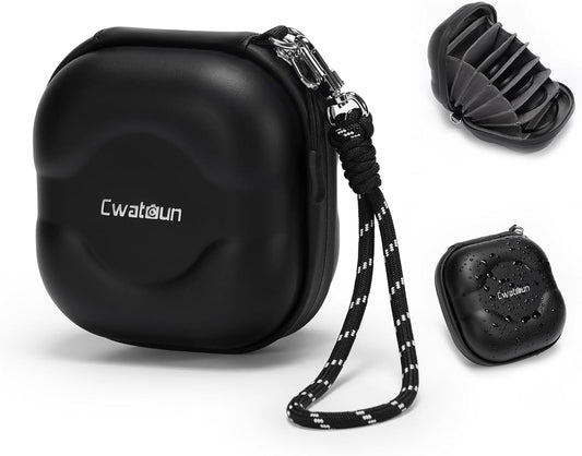 Cwatcun Hard Shell Lens Filter Case, Camera Filter Case for 7 Filters Up to 100mm with Hand Strap, Dustproof & Waterproof Camera Lens Filter Storage Case for ND UV CPL Filter Pouch