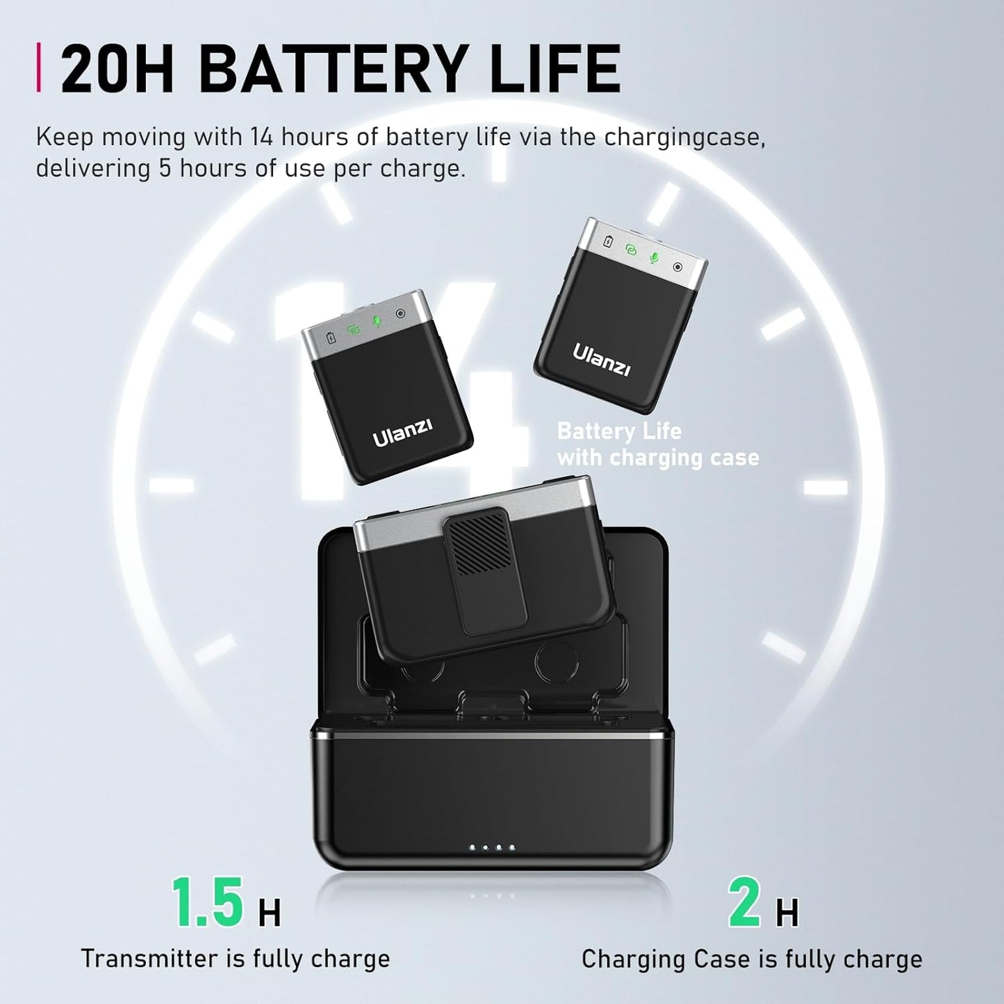 ULANZI AM18 Wireless Lavalier Microphone, Compact Mini Lapel Mic with 200m/656ft Range, Noise Cancellation, 20H Battery for DSLR Cameras, iPhone, Android, Live Streaming, Video