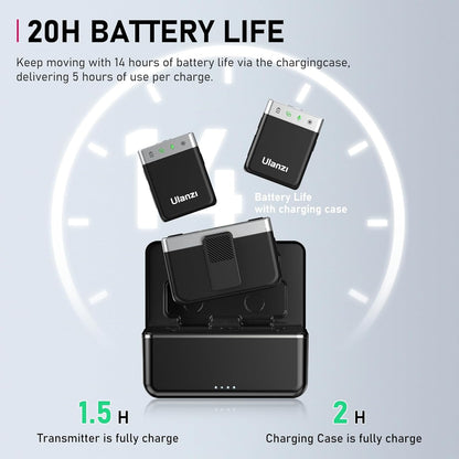 ULANZI AM18 Wireless Lavalier Microphone, Compact Mini Lapel Mic with 200m/656ft Range, Noise Cancellation, 20H Battery for DSLR Cameras, iPhone, Android, Live Streaming, Video