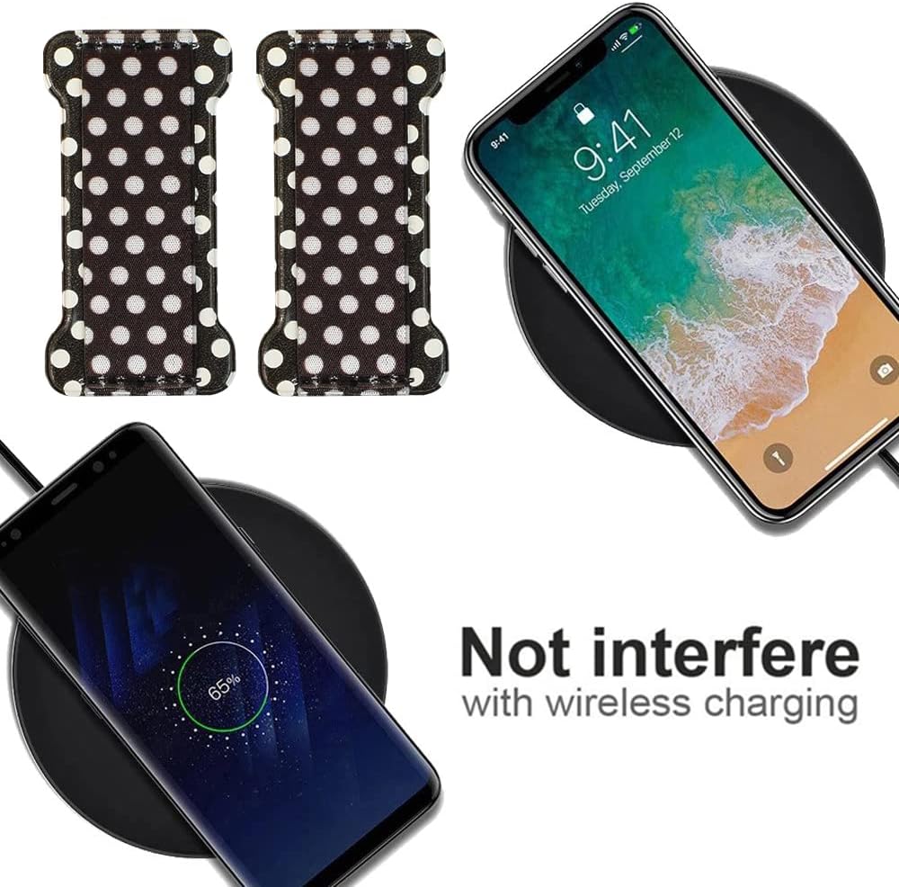 Finger Strap Phone Holder,Cell Phone Finger Grip Strap Holder for Hand, Ultra Thin Anti-Slip Universal Cell Phone Grips Band Holder for Back of Phone - 2Pack(Dot Black)