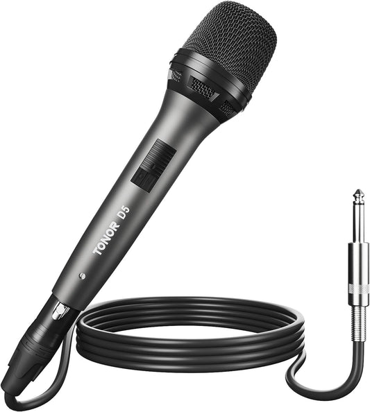 TONOR Professional Vocal Microphone for Singing, Dynamic Handheld Wired Karaoke Mic, Cardioid Studio Microfono with 4.5M XLR to 1/4" Cable, for Speakers/Mixer Machine/Amp/Speech/Karaoke and Outdoors