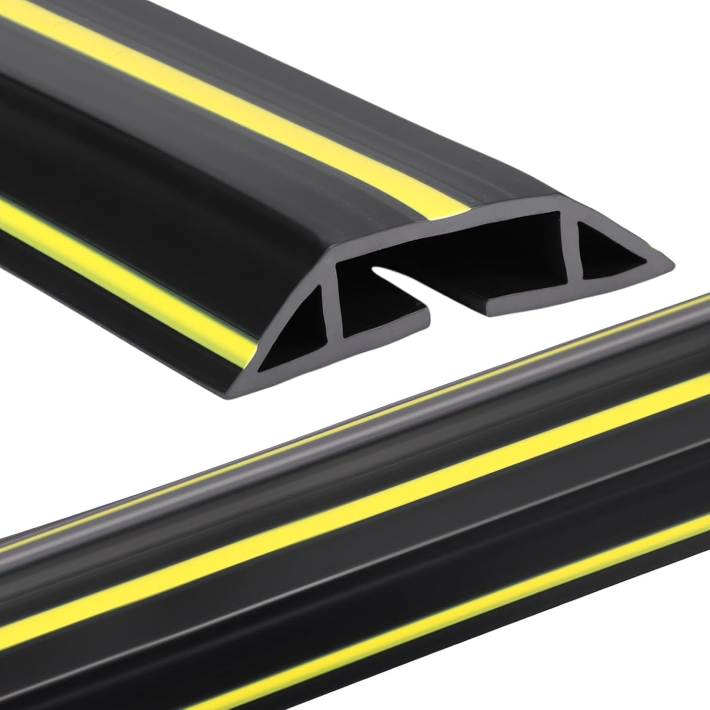 Pangda 30 FT Floor Cable Cover Heavy Duty Cord Cover Protector Power Cable Protector Soft Extension, Organize and Protect Wire on Floor for Home Office or Outdoor Settings (Black, Yellow)