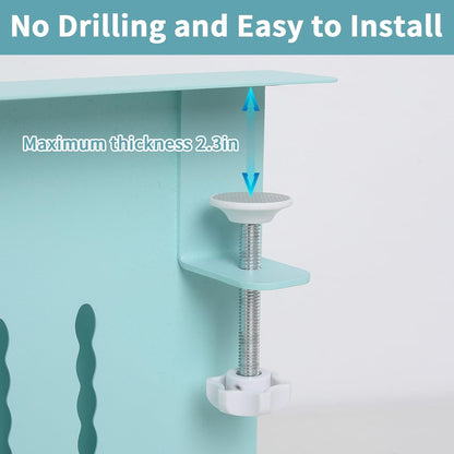 Desk Side Storage Organizer, Under Desk Laptop Holder Clamp on Table Shelf, No Drill Laptop Mount with Magnetic Pen Holder, Hanging Table Organizer for Office and Home