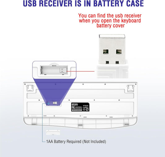 Wireless Keyboard, 2.4G Full-Sized Ergonomic Wireless Computer Keyboard with Wrist Rest for Windows, Mac OS Laptop/PC/Desktop/Notebook (White)