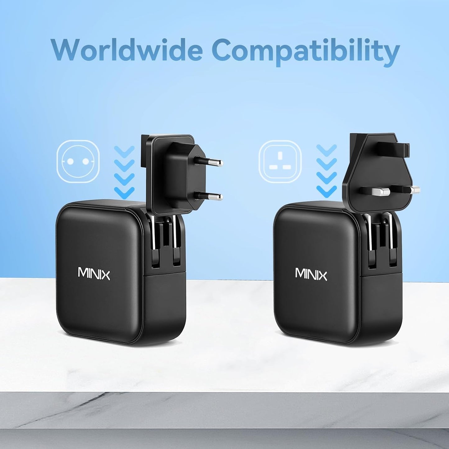 MINIX 100W USB C Charger, NEO P3 Turbo 4-Ports GaN Wall Charger, 3 x USB-C Port Fast Charging Adapter(Max 100W/20W), 1 USB-A (Max 18W). Compatible with MacBook Pro Air, Smart Phone,Laptop and More.