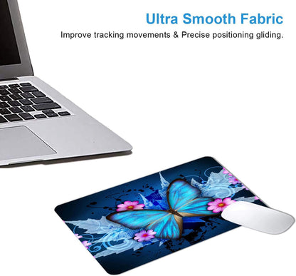 Blue Butterfly Mouse Pad Non-Slip Rubber Base Gaming MousePads for Computers Laptop Office,Cute Mouse Pads with Designs for Women,9.5"x7.9"x0.12"(240mm x 200mm x 3mm)