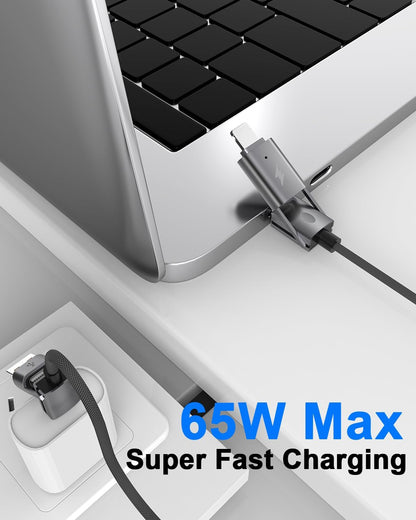 4 in 1 USB C Cable, 2Pack [Upgraded] Multi Fast Charging Cable, PD 65W 27W, 6FT+3FT, Round Braided, Compatible with iPhone/iPad/Samsung/MacBook