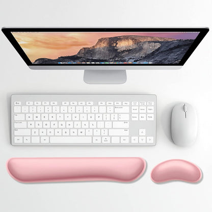 Dapesuom Enlarge Keyboard Wrist Rest, Memory Foam Wrist Cushion for Desk Mats Support, Cute Typing Pain Relief Keyboard Mouse Pad Rests Set with Non-Slip Base for Gaming Laptop Office, Rose Pink