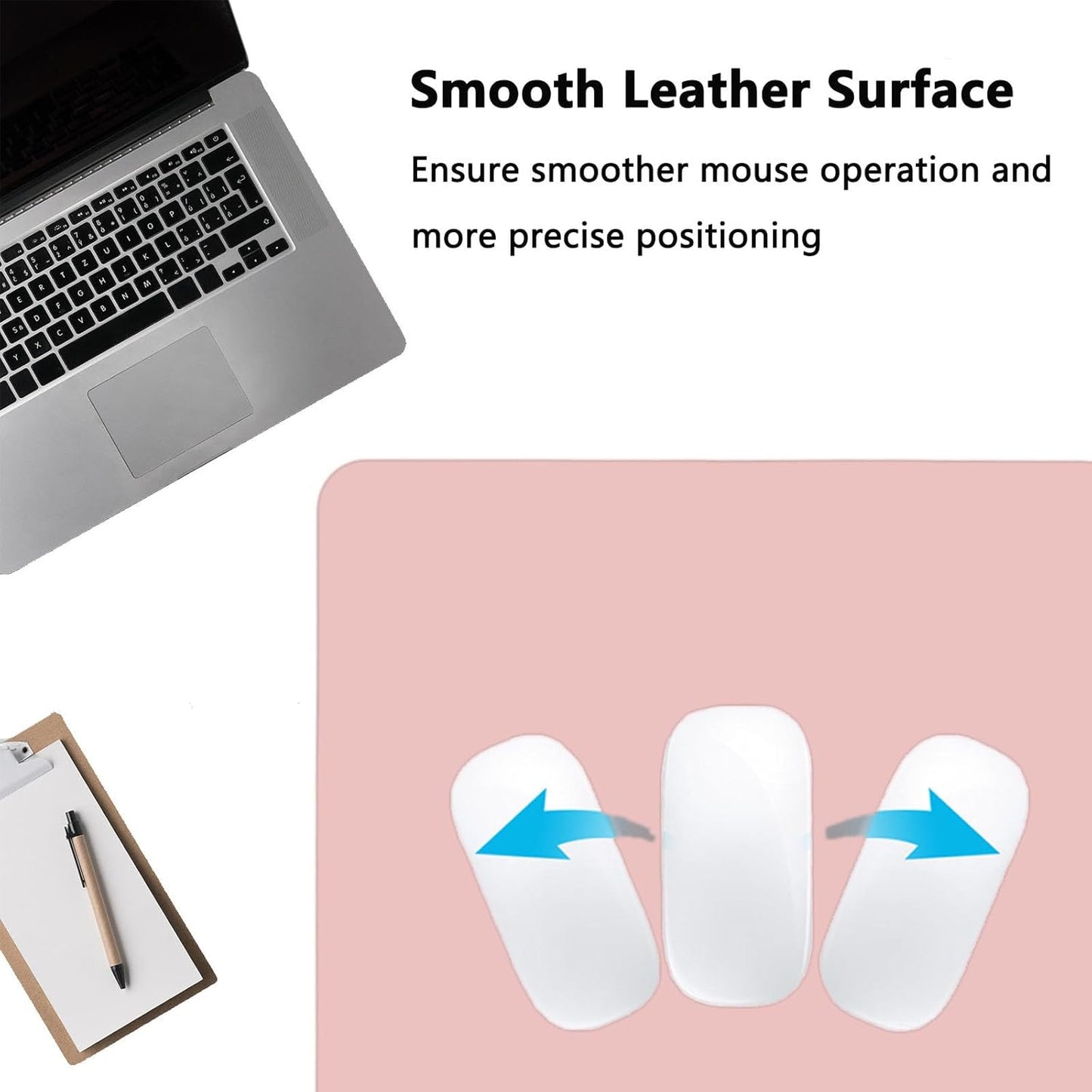 PU Leather Desk Pad Protector Gaming Mouse Pad Non Slip Desk Mat for Keyboard and Mouse Waterproof Desk Writing Pad for Office and Home Desk Accessories(Pink, 23.6 * 11.8)