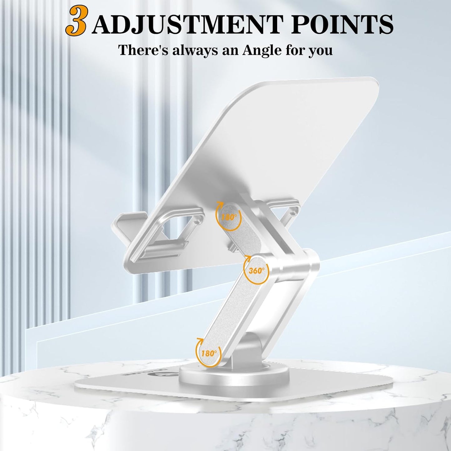 OCYCLONE for iPad Stand for Desk 360 Rotating Adjustable Portable Monitor Tablet Holder, White