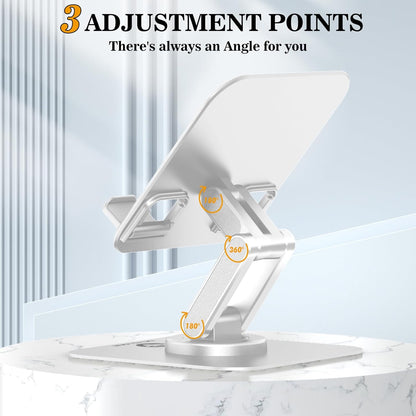 OCYCLONE for iPad Stand for Desk 360 Rotating Adjustable Portable Monitor Tablet Holder, White