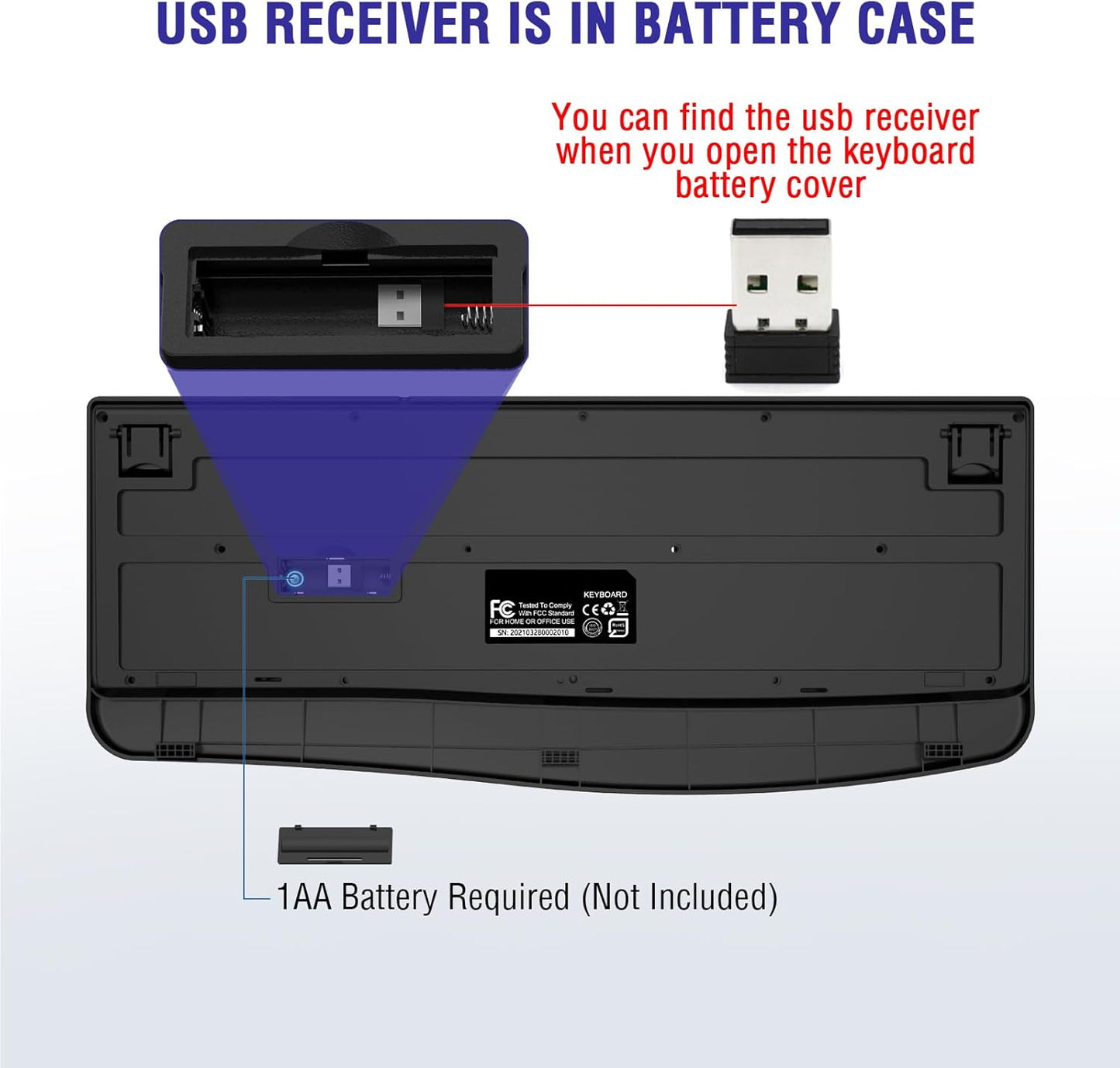 Wireless Keyboard, 2.4G Full-Sized Ergonomic Wireless Computer Keyboard with Wrist Rest for Windows, Mac OS Laptop/PC/Desktop/Notebook(Black)