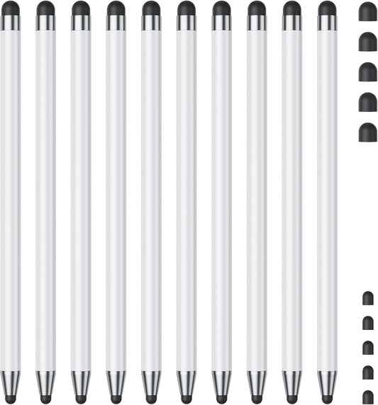 Stylus (10Pcs), Stylus Pen for Touchscreen, High Precision and Sensitivity Stylus Pen for iPad/iPhone/Samsung/Android Smartphone and Tablets, Compatible with All Capacitive Touch Screen (White)