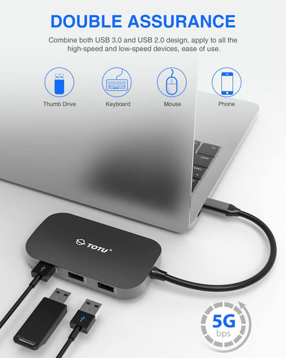 USB C Hub, 9-in-1 Type C Hub with 4K USB C to HDMI, Ethernet Port, USB-C Power Delivery (PD) Port, 2 USB 3.0 Ports, USB 2.0 Port, SD/TF Card Reader, Compatible with MacBook Pro Air and Type C Laptops