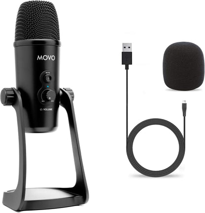 Movo UM700 Computer Condenser USB Gaming Mic with Adjustable Pickup Patterns - Microphone for PC, PS5, Podcasting, Streaming, ASMR