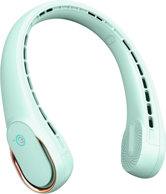 FrSara Neck Fan,Personal Fans for Your Neck, Adjustable, 360° Cooling, Super Quiet, No Blade Fan Design, No Hair Twisting, Even Air Volume On Both Sides, Non-Slip, Short Charging, Long Use Time