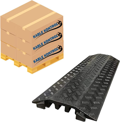 Kable Kontrol Drop Over Floor Cord Cover – 40” Inch Long 3 Channel Cable or Wire Protector – 30 Pcs Bulk Pack - Rubber Ramp for Indoor and Outdoor Use – Black