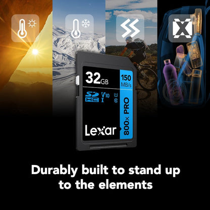 Lexar 32GB (3-Pack) High-Performance 800x PRO SD Card, UHS-I, C10, U1, V10, 4K, Up to 150MB/s Read Memory Card, for Point-and-Shoot & Mid-Range DSLR Cameras, HD Camcorders (LSD0800P032G-B3NNU)