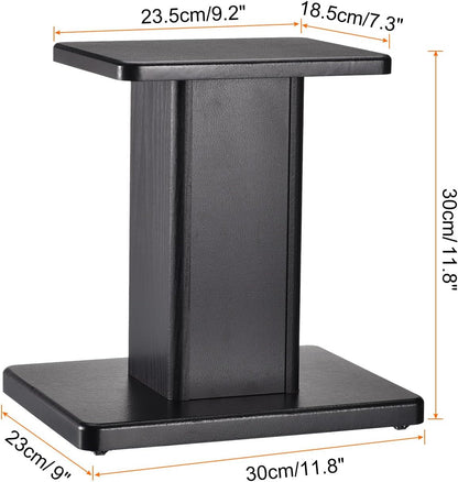 MECCANIXITY Wood Speaker Stands, 2 Pack 11.8 Inch (30cm) Universal Speaker Stand Hollowed Bases Enhanced Audio Listening for Home Theaters Cinema