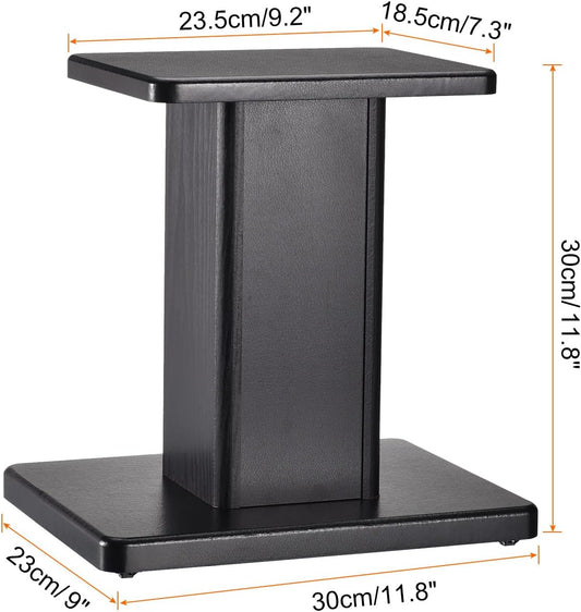 MECCANIXITY Wood Speaker Stands, 2 Pack 11.8 Inch (30cm) Universal Speaker Stand Hollowed Bases Enhanced Audio Listening for Home Theaters Cinema